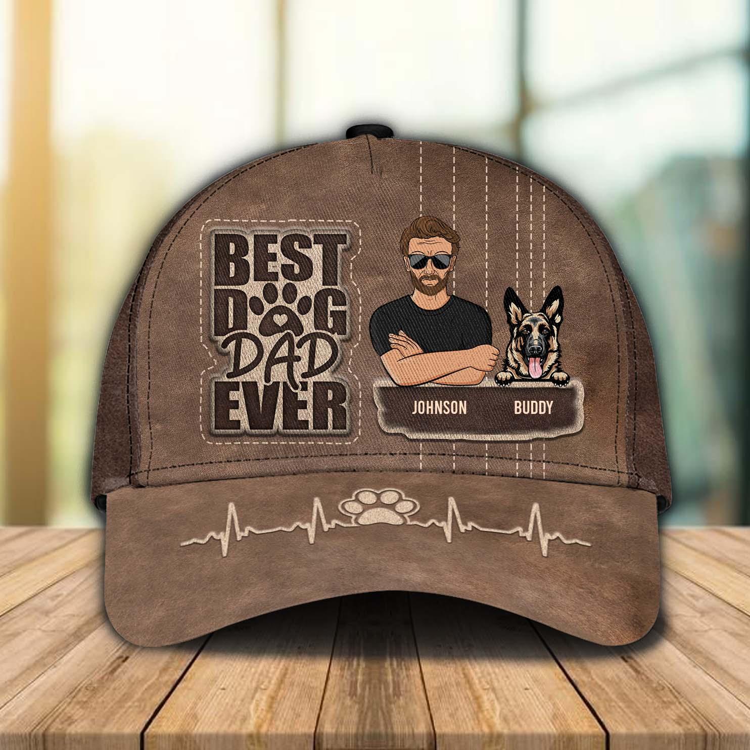 Best Dog Dad Ever Personalized Classic Cap, Personalized Gift for Dog Lovers, Dog Dad, Dog Mom Trucker Hats Custom Hats Gifts For Men & Women