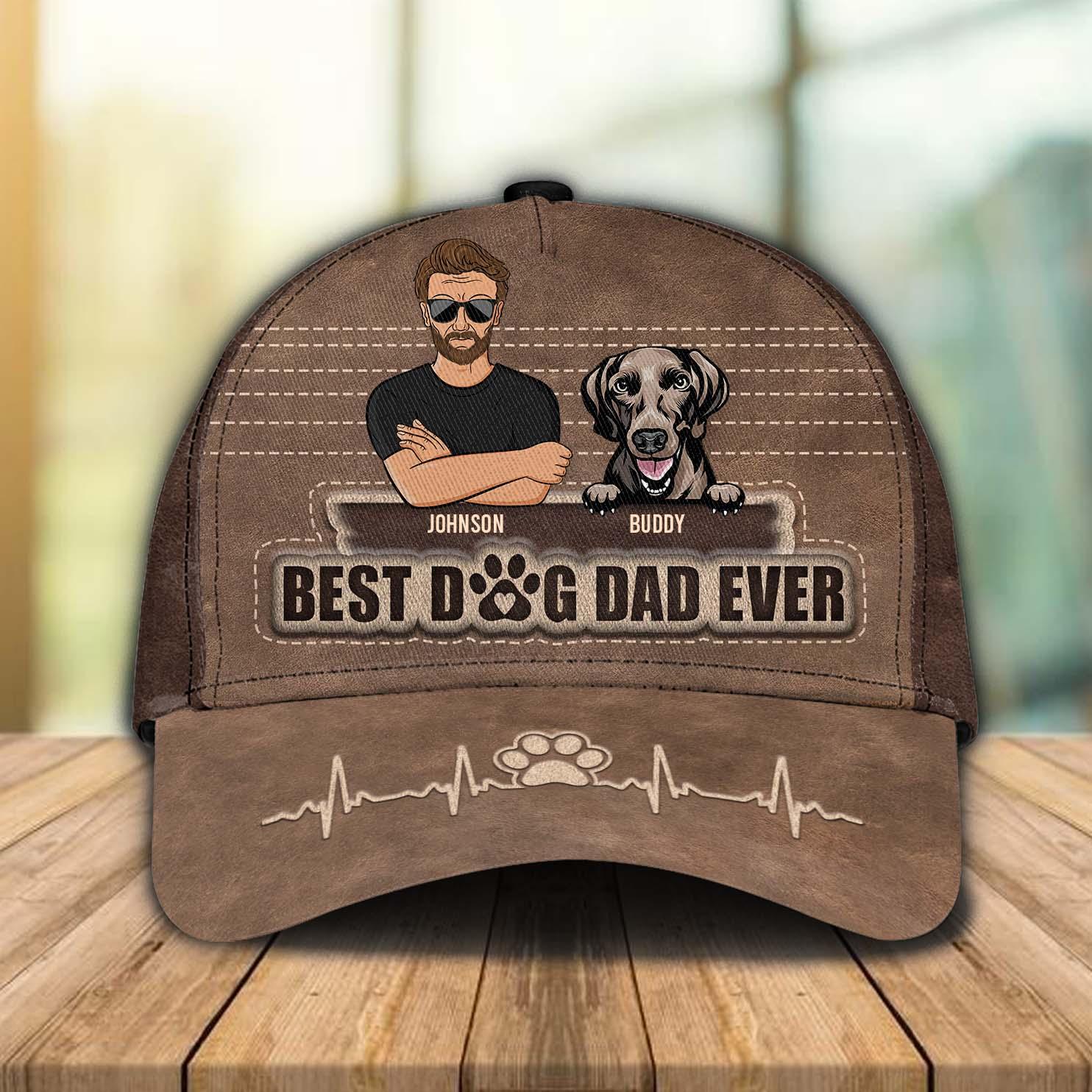 Best Dog Dad Ever Personalized Classic Cap, Personalized Gift for Dog Lovers, Dog Dad, Dog Mom Trucker Hats Custom Hats Gifts For Men & Women
