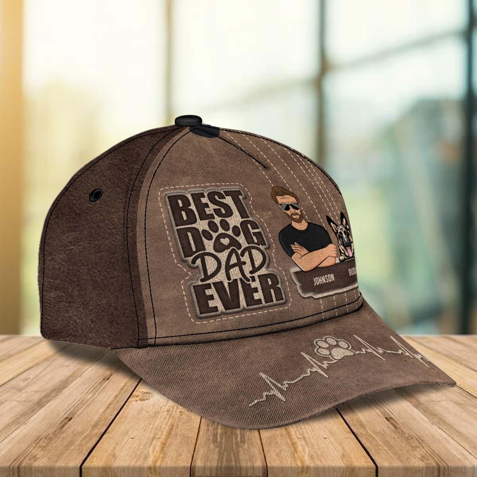 Best Dog Dad Ever Personalized Classic Cap, Personalized Gift for Dog Lovers, Dog Dad, Dog Mom Trucker Hats Custom Hats Gifts For Men & Women