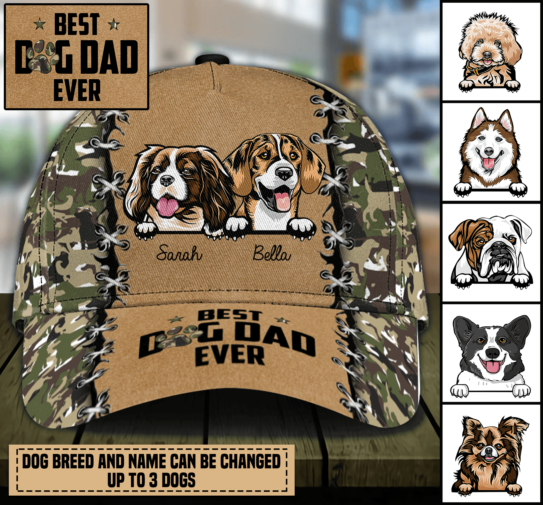 Best Dog Dad Ever Personalized Classic Cap, Personalized Gift for Dog Lovers, Dog Dad, Dog Mom Trucker Hats Custom Hats Gifts For Men & Women