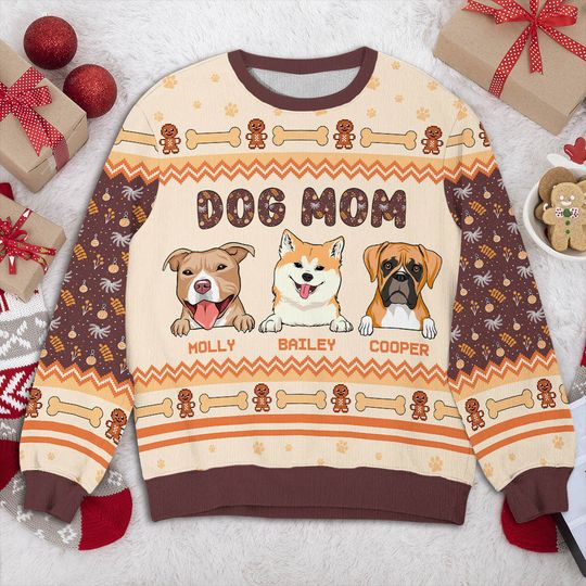 Best Dog Mom Christmas - Personalized All-Over-Print Sweatshirt - Christmas Gift For Pet Owners, Pet Lovers, Dog Lovers - Image 6