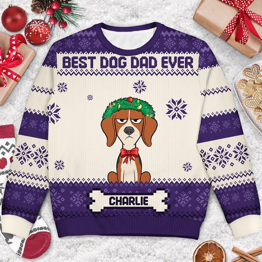 Best Dog Mom Ever Christmas Pet Lover Gift Personalized Unisex Ugly Sweatshirt - Image 6