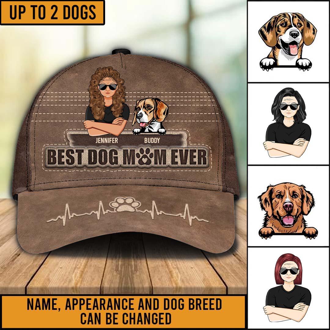 Best Dog Mom Ever Personalized Classic Cap, Personalized Gift for Dog Lovers, Dog Dad, Dog Mom Trucker Hats Custom Hats Gifts For Men & Women