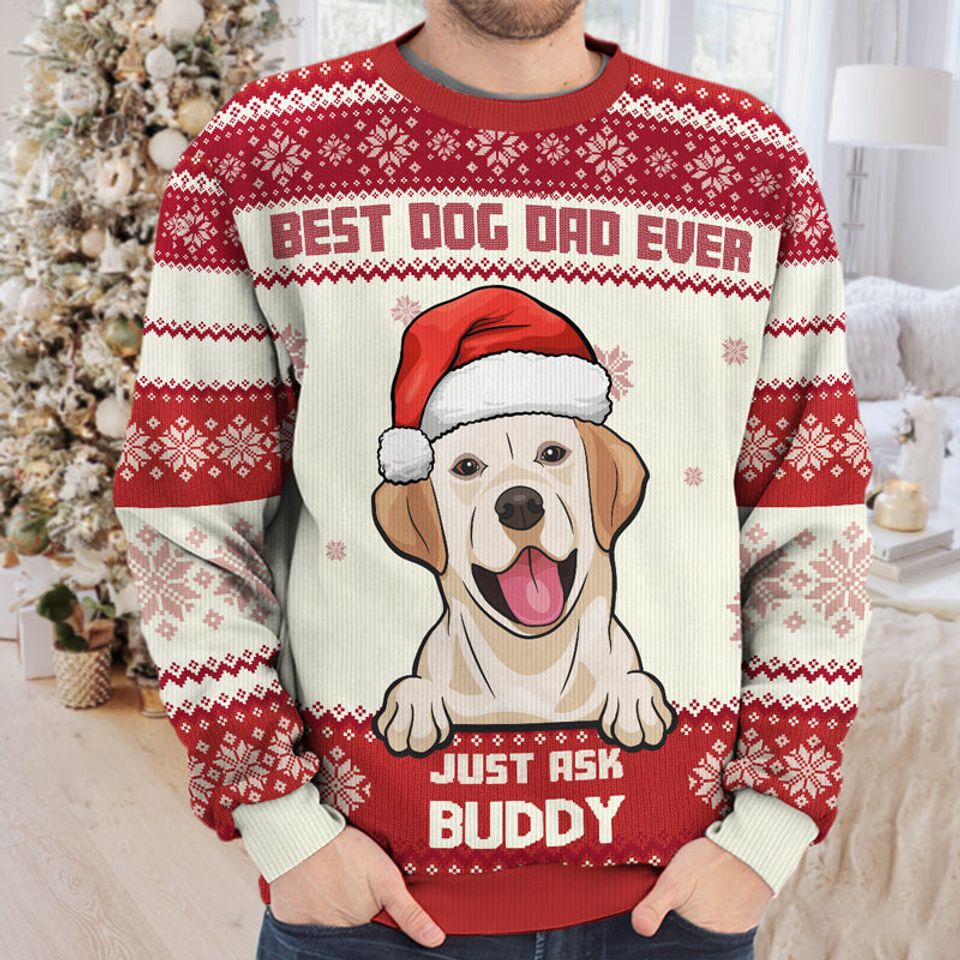 Best Dog Mom Ever - Personalized Custom Unisex Ugly Christmas Sweatshirt, Wool Sweatshirt, All-Over-Print Sweatshirt - Gift For Dog Lovers, Pet Lovers, Christmas Gift - Image 6