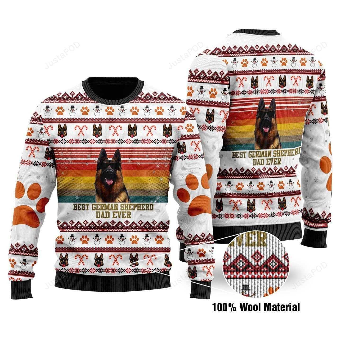 Best German Shepherd Dog Dad Ugly Christmas Sweater Adult 3D Funny Matching for family