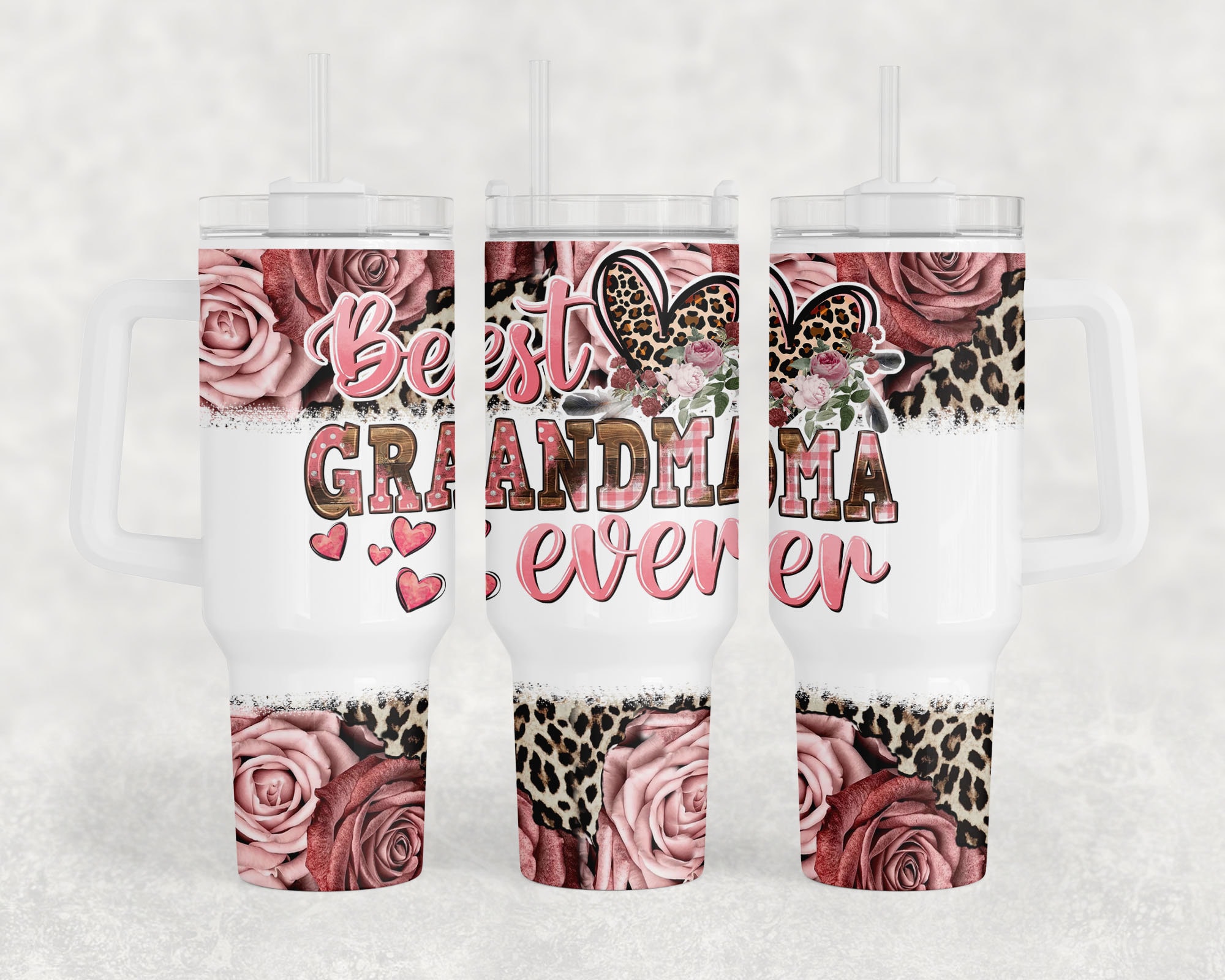 Best Grandma Ever Floral Leopard Print Custom Stanley Cup 40 oz 30 oz Tumbler With HandleTVC2301959