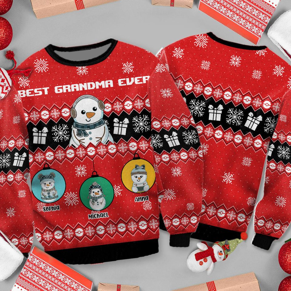 Best Grandma Ever - Personalized Grandma Ugly Sweater