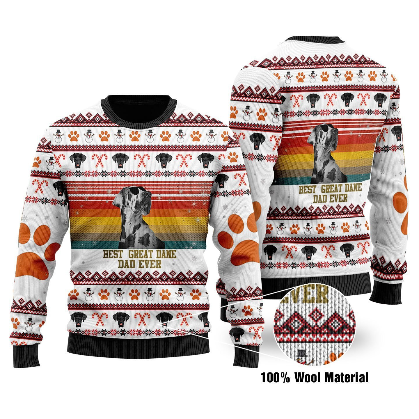 Best Great Dane Dad Ever Ugly Christmas Sweater Adult 3D Funny Matching for family