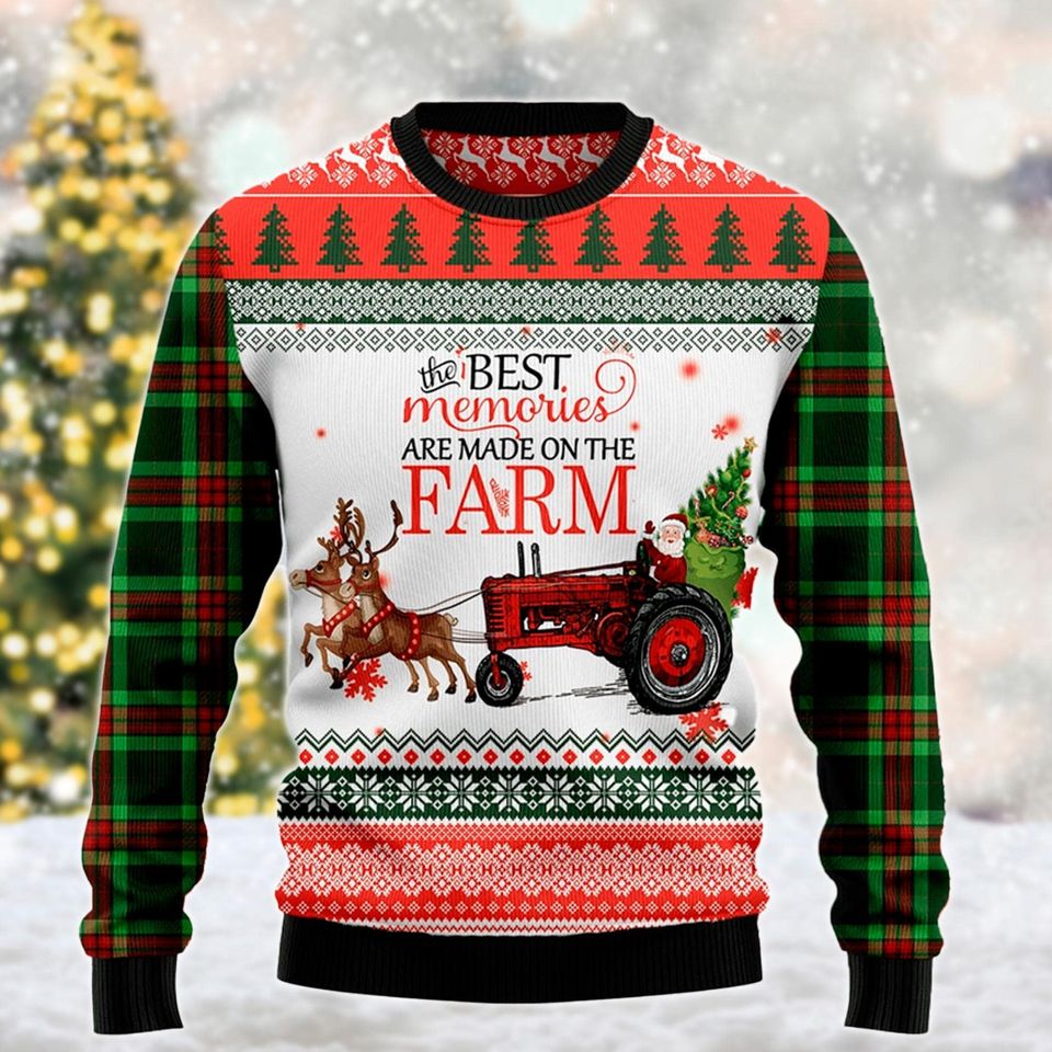Best Memories Made on Farm Christmas Ugly Sweater