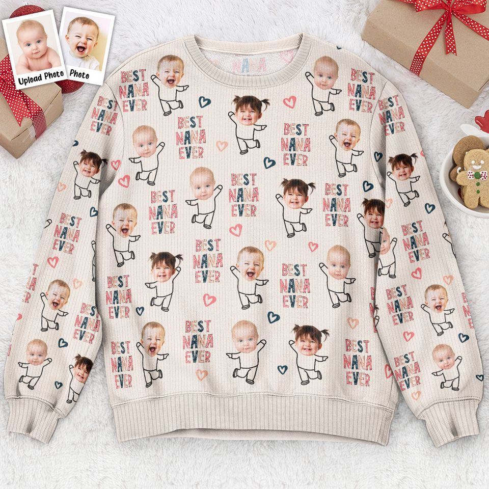Best Nana Ever Custom Grandkids - Personalized Photo Ugly Sweatshirt