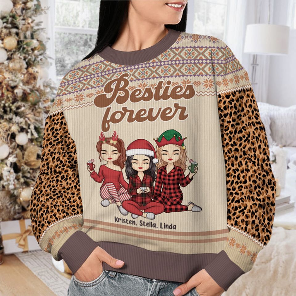 Besties Forever - Bestie Personalized Custom Ugly Sweatshirt - Christmas Gift For Best Friends, BFF, Sisters - Image 2