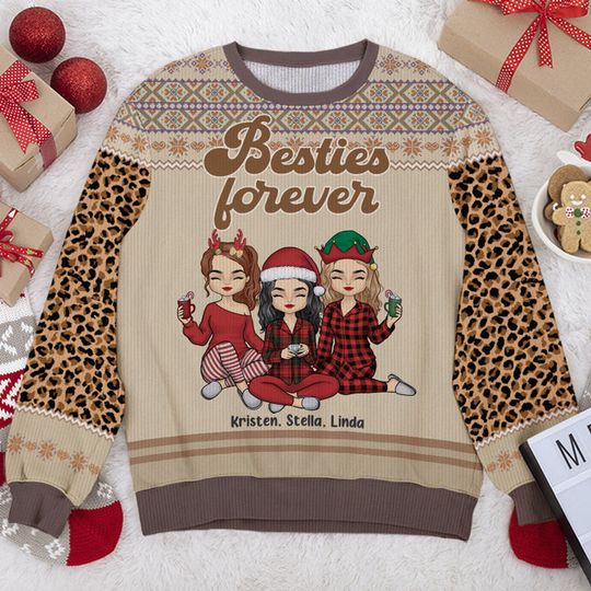 Besties Forever - Bestie Personalized Custom Ugly Sweatshirt - Christmas Gift For Best Friends, BFF, Sisters - Image 3