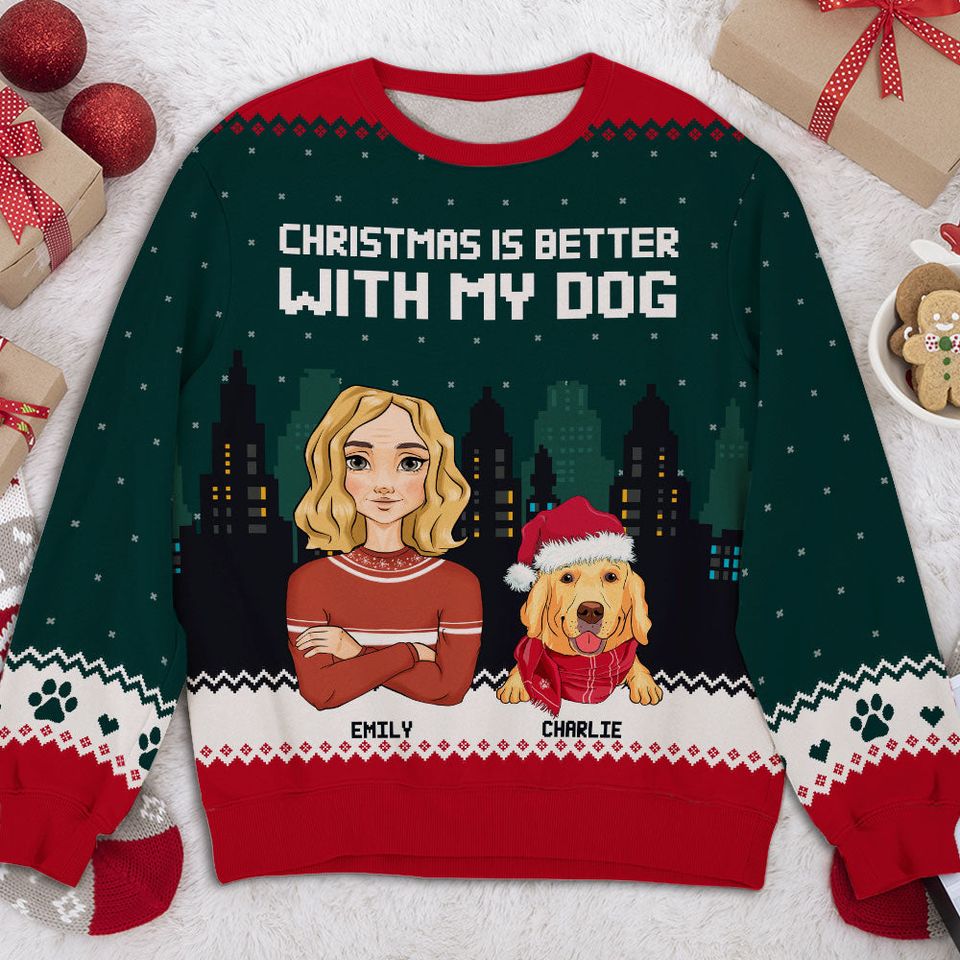 Better Christmas With Dogs - Personalized Custom All-Over-Print Sweatshirt