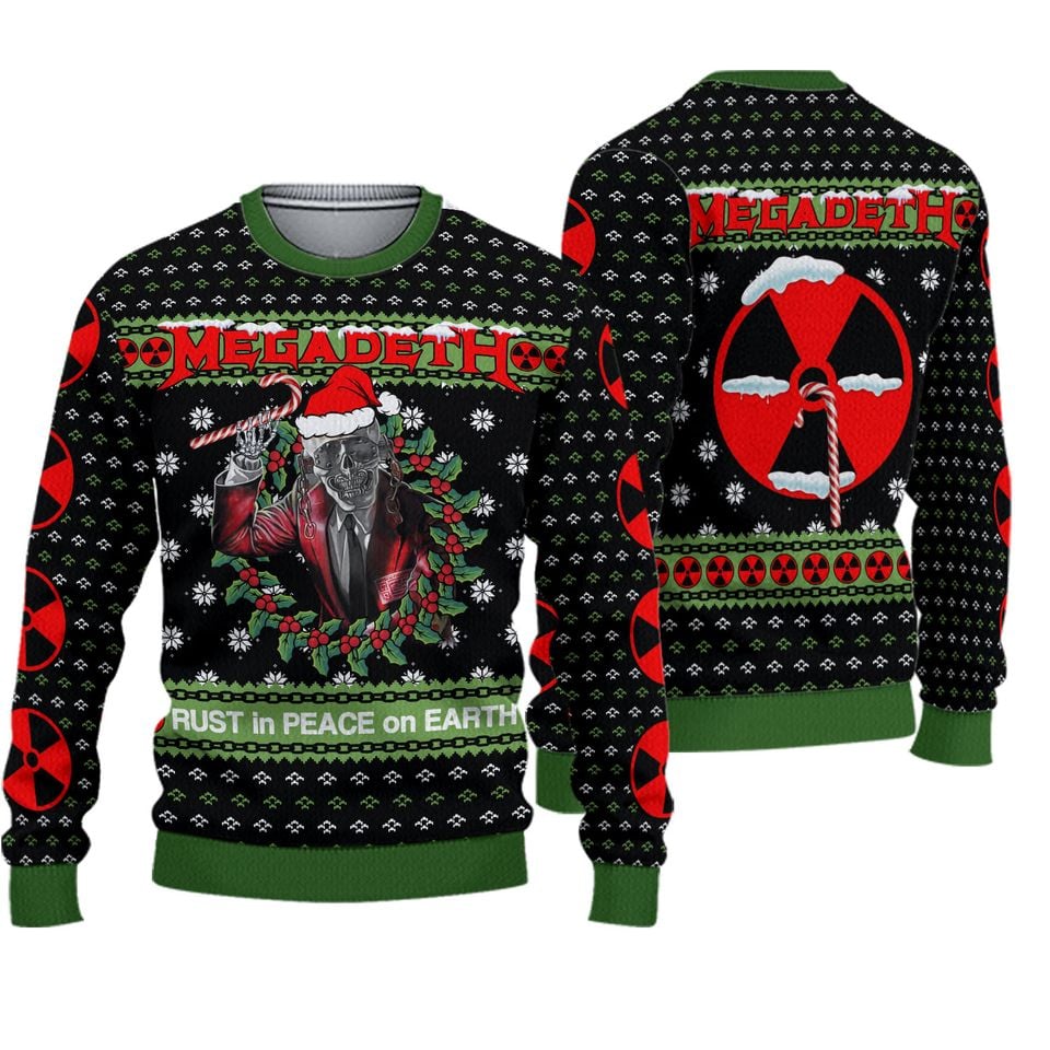 Bg Megadeth Rust In Peace On Earth Chirstmas Gifts 2024 Ugly Sweater