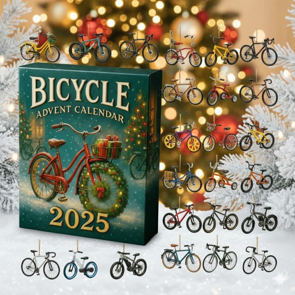 Bicycle Advent Calendar 2025, Vintage Holiday Gift for Cyclists and Outdoor Lovers, Vintage Christmas Ornament Countdown, Christmas Countdown