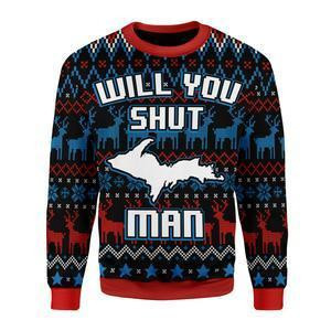 Bidden Will You Shut Man Ugly Christmas Sweater Adult 3D Funny Matching for family