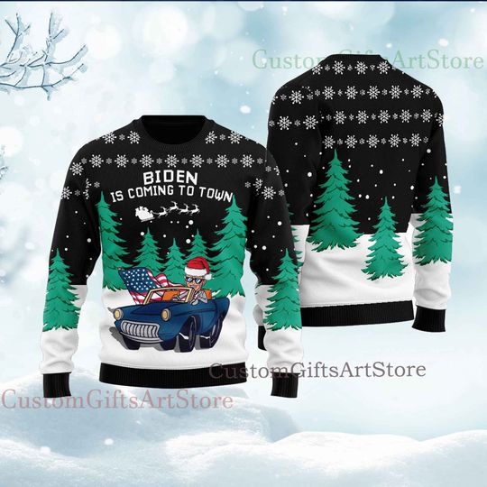 Biden Is Coming To Town Ugly Sweater Christmas - Image 7