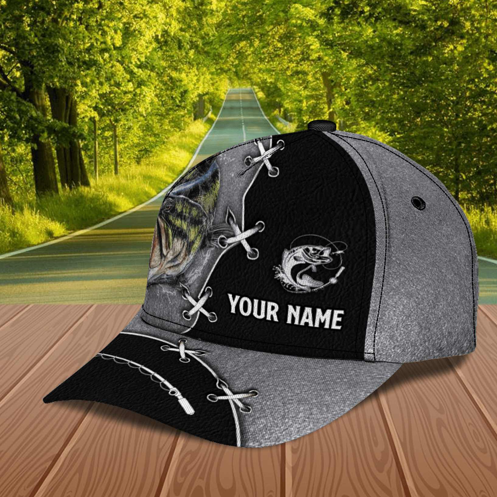 Big Fish Silver And Black Color Fishing Personalized Classic Cap, Personalized Gift for Fishing Lovers Trucker Hats Custom Hats Gifts For Men & Women