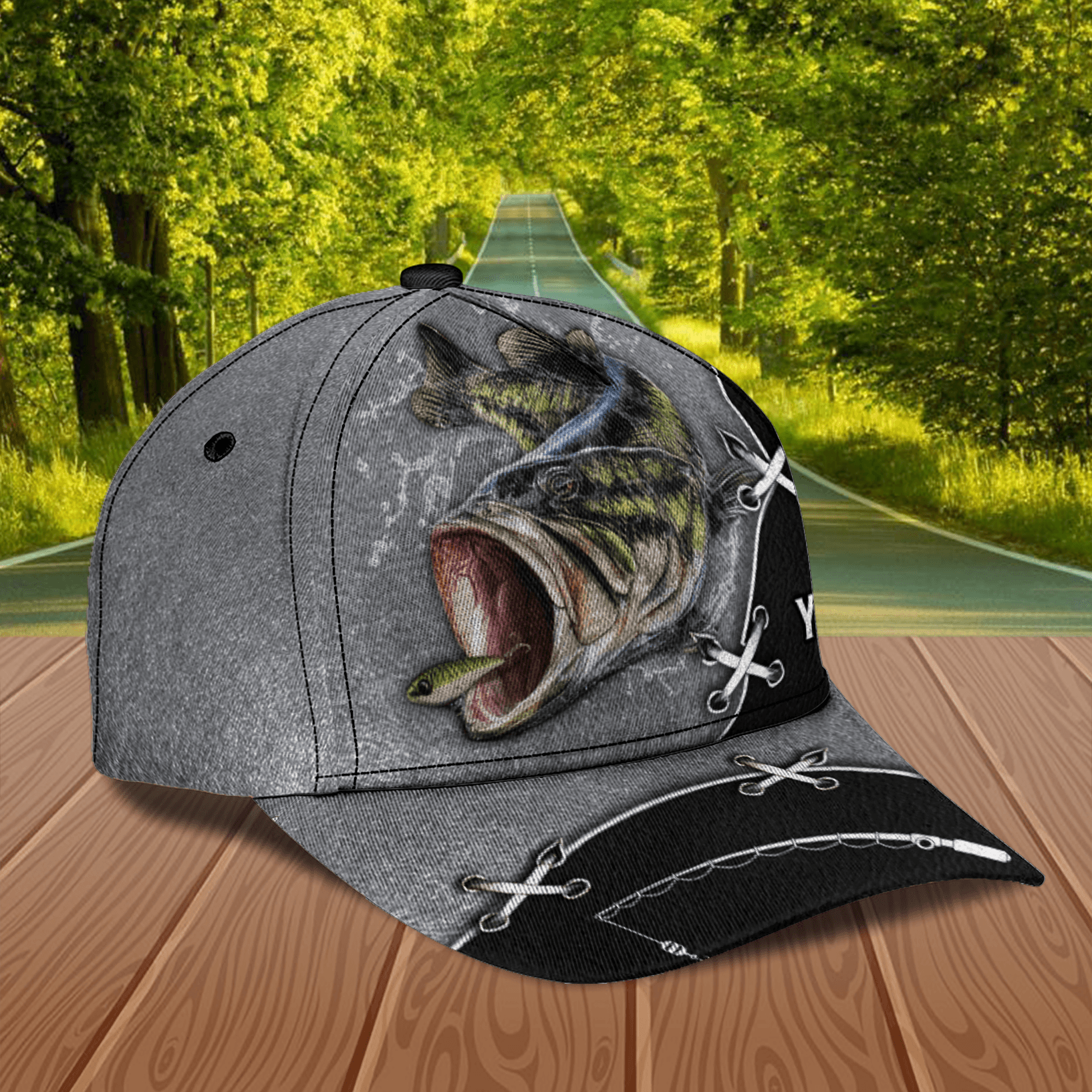 Big Fish Silver And Black Color Fishing Personalized Classic Cap, Personalized Gift for Fishing Lovers Trucker Hats Custom Hats Gifts For Men & Women