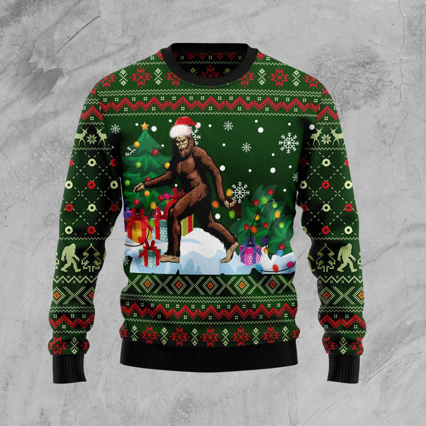 Big Foot Xmas Ugly Christmas Sweater Adult 3D Funny Matching for family