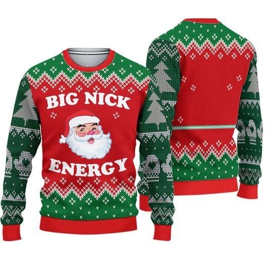 Big Nick Energy Ugly Sweater, Santa Claus Women Sweater, Santa Wintere Holiday Sweater - Image 5