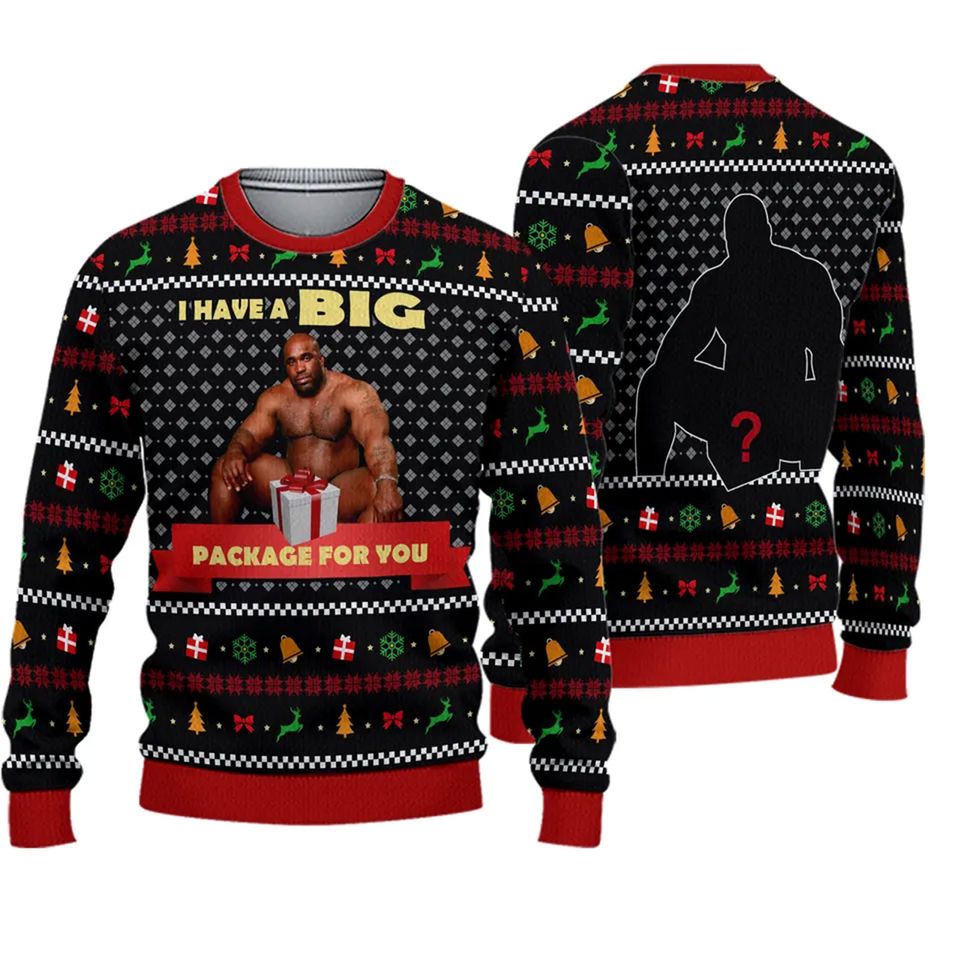 Big Package Barry Wood Meme Ugly Christmas Sweater