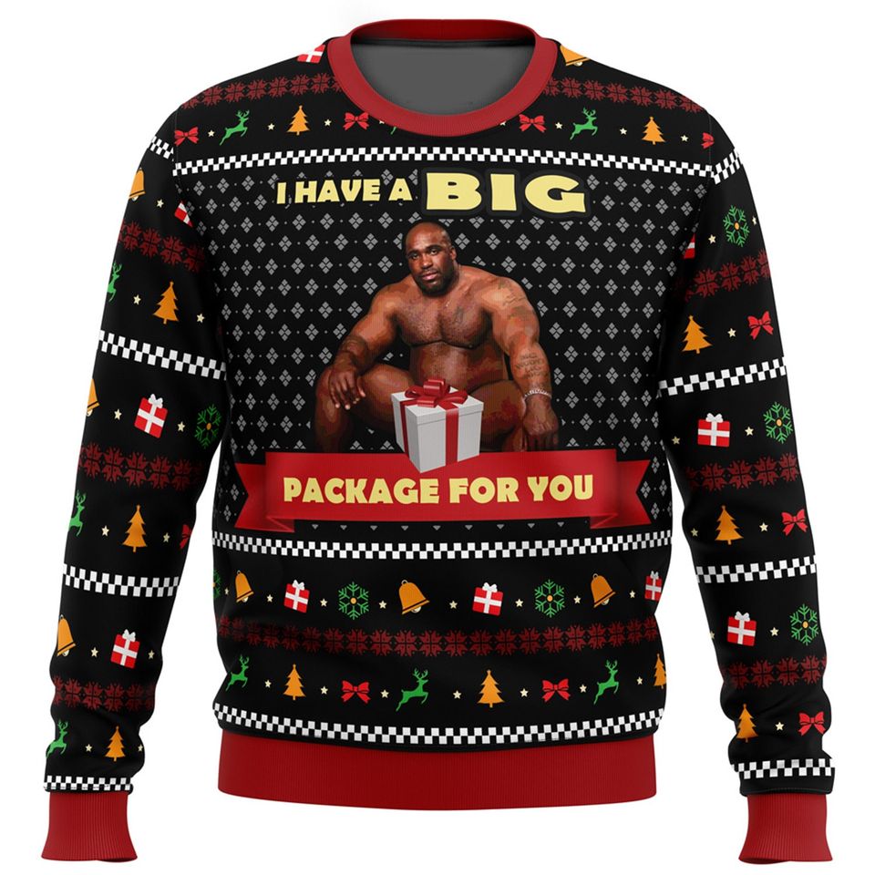 Big Package Barry Wood Meme Ugly Knitted Christmas 3D Sweater