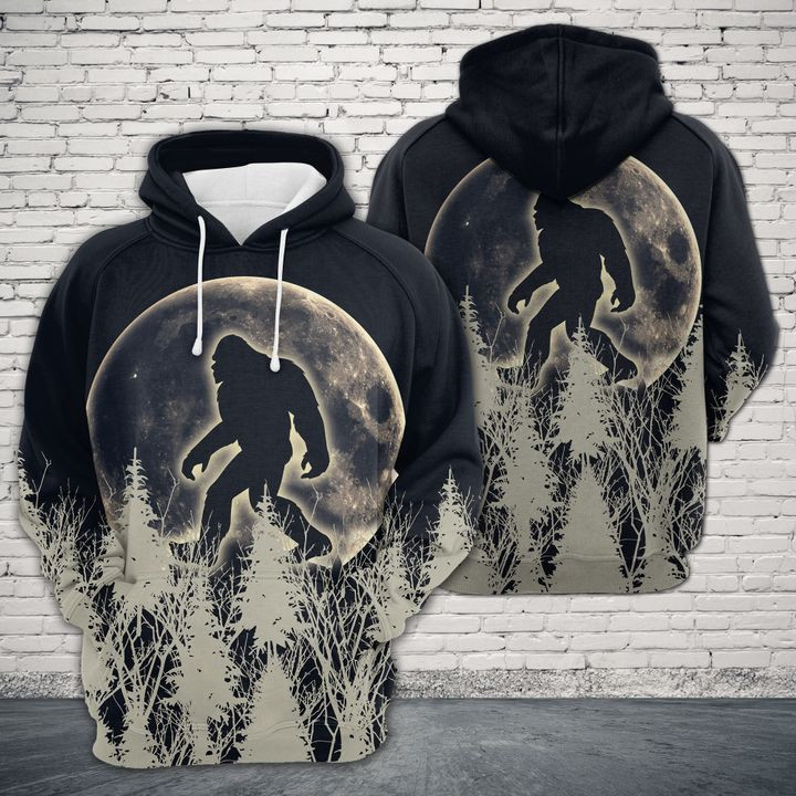 Bigfoot Big Moon 3D All Over Print Hoodie, Zip Hoodie