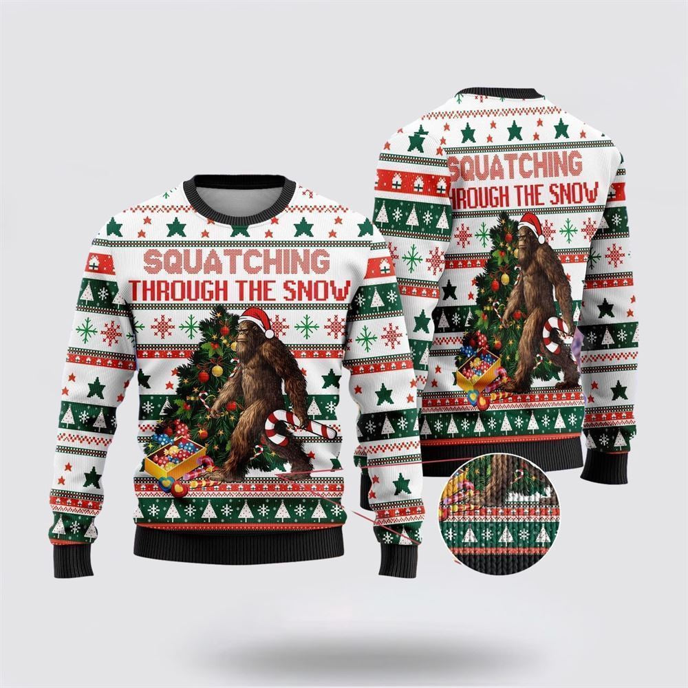 Bigfoot Christmas Candy Cane Ugly Christmas Sweater Ugly Christmas Sweatshirt Christmas Gift - Image 2
