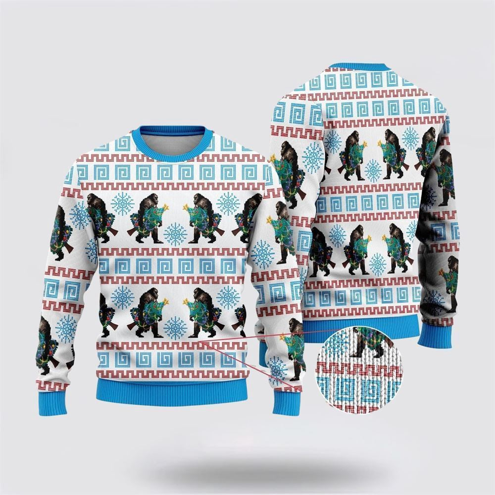 Bigfoot Christmas Snowflakes Ugly Christmas Sweater Ugly Christmas Sweatshirt Christmas Gift - Image 2