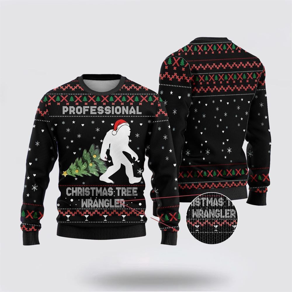 Bigfoot Christmas Tree Wrangler Ugly Christmas Sweater Ugly Christmas Sweatshirt Christmas Gift - Image 2