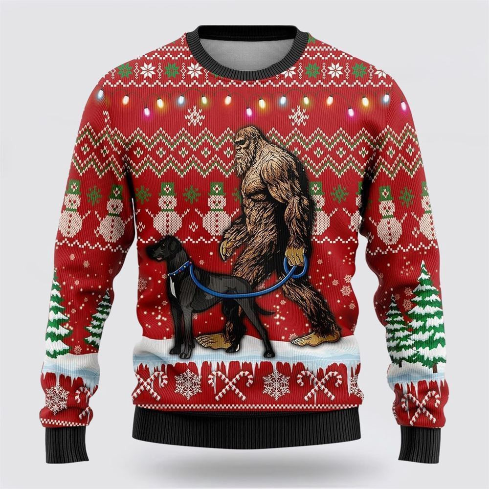Bigfoot Goes To Spend Christmas With Yorkie Ugly Christmas Sweater Ugly Christmas Sweatshirt Christmas Gift