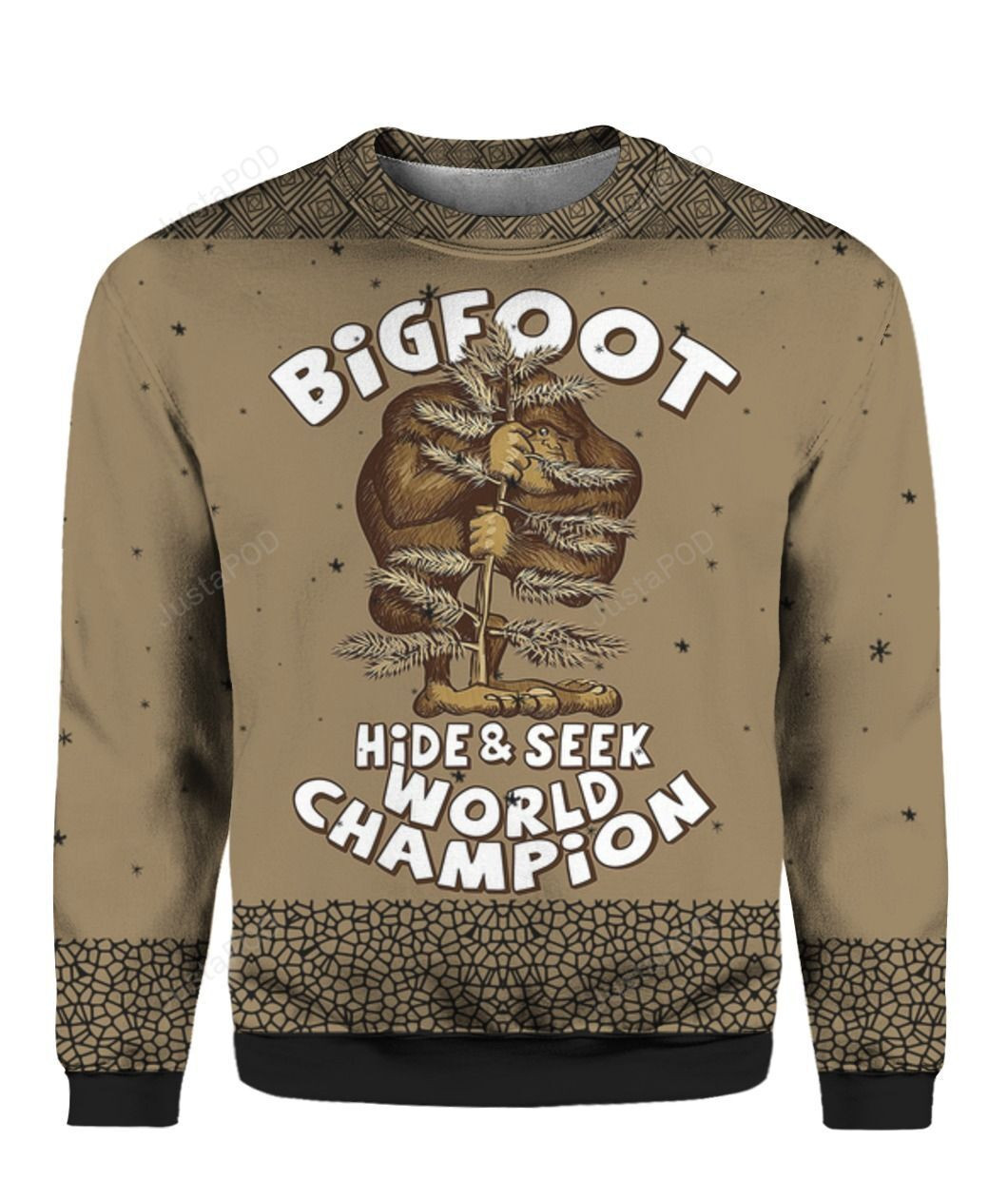 Bigfoot Hide And Seek Champion 3D Ugly Christmas Sweater Adult 3D Funny Matching for family