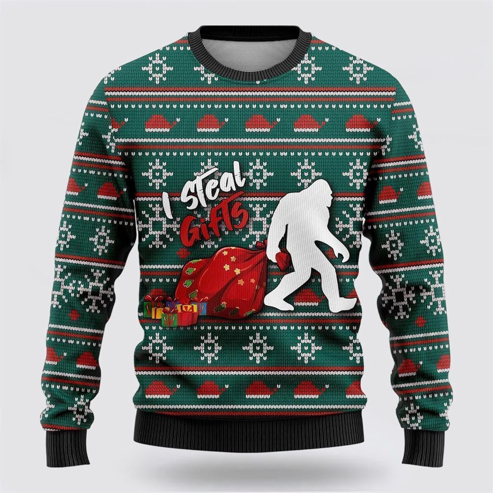 Bigfoot I Steal Gifts Ugly Christmas Sweater Ugly Christmas Sweatshirt Christmas Gift