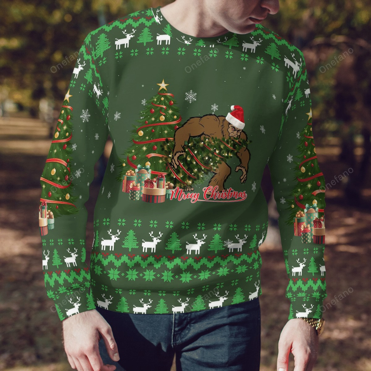 Bigfoot Merry Christmas Ugly Sweater Mens 2024 Christmas Gift Ideas For Him Boyfriend - Image 2