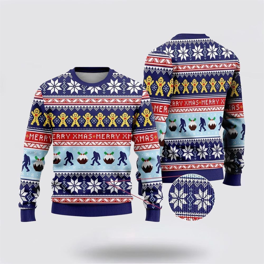 Bigfoot Merry Xmas Ugly Christmas Sweater Ugly Christmas Sweatshirt Christmas Gift - Image 2