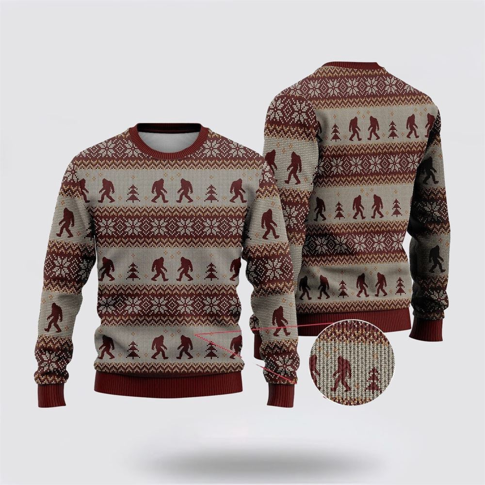 Bigfoot Red And Gray Pattern Ugly Christmas Sweater Ugly Christmas Sweatshirt Christmas Gift - Image 2