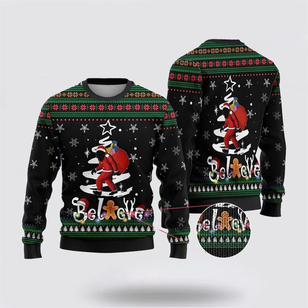 Bigfoot Santa Claus Gifts Ugly Christmas Sweater Ugly Christmas Sweatshirt Christmas Gift - Image 2