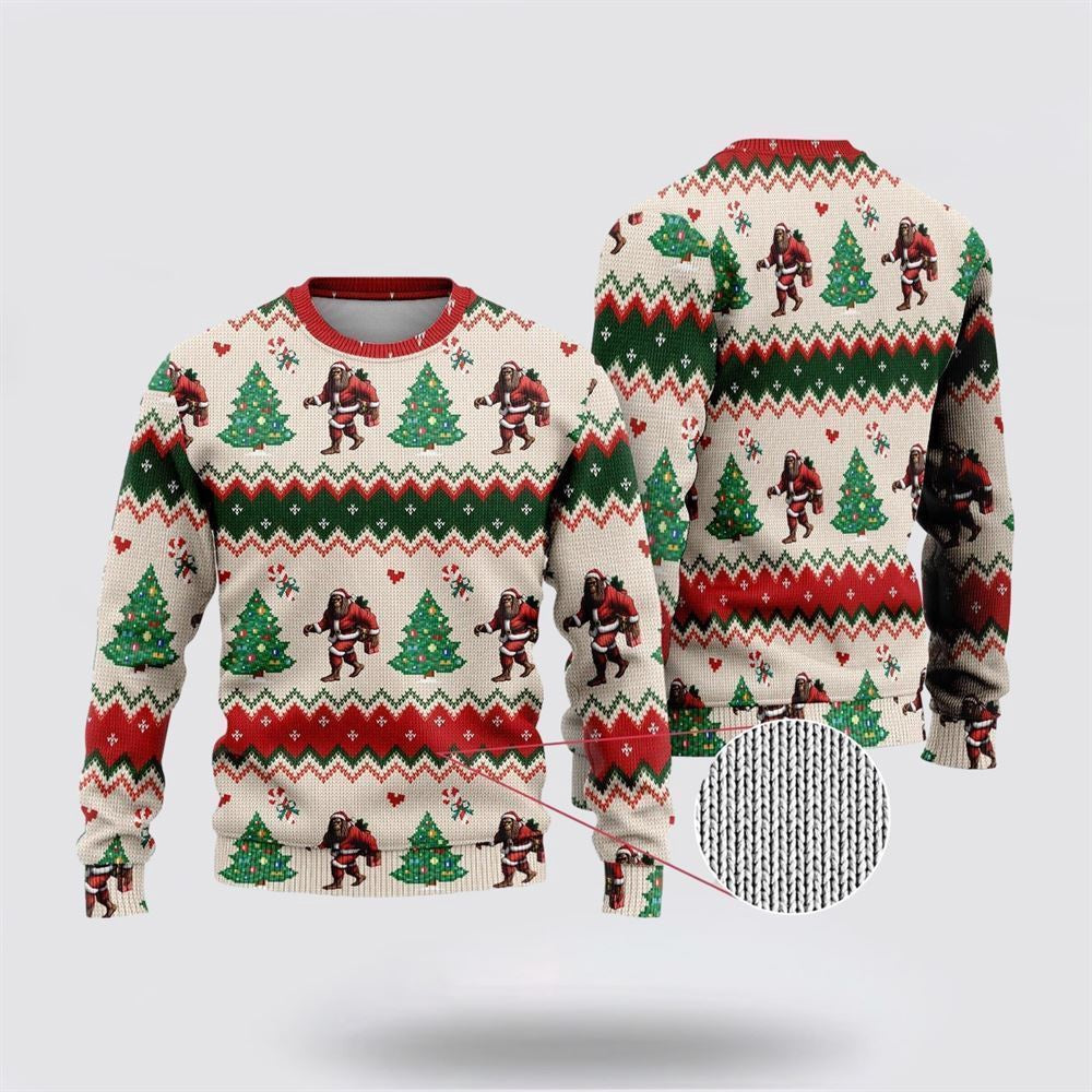 Bigfoot Santa Claus Ugly Christmas Sweater Ugly Christmas Sweatshirt Christmas Gift - Image 2