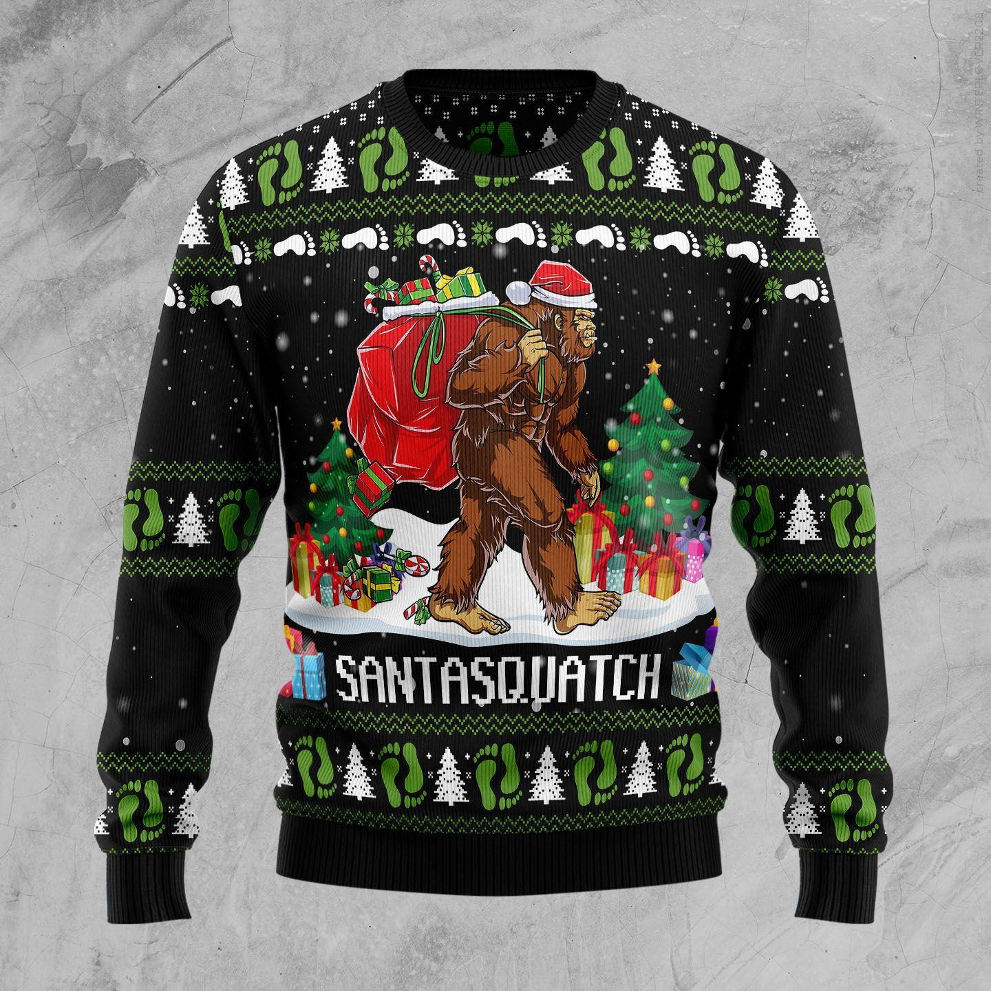 Bigfoot Santasquatch Ugly Christmas Sweater Adult 3D Funny Matching for family