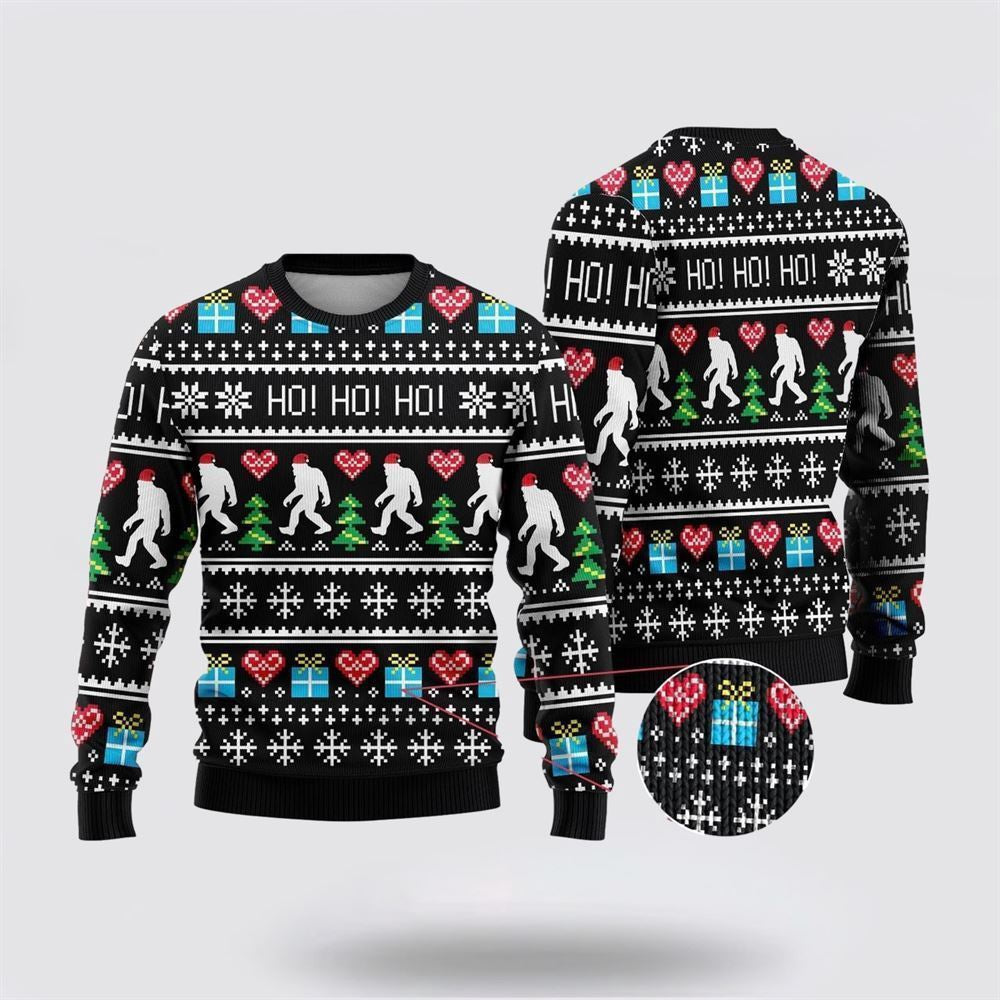 Bigfoot Secret Gift Ho Ho Ho Ugly Christmas Sweater Ugly Christmas Sweatshirt Christmas Gift - Image 2
