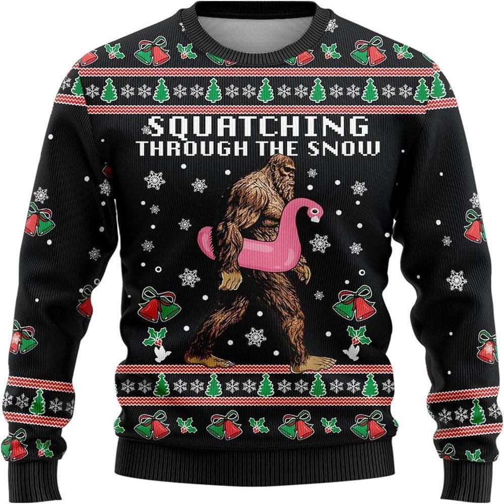 Bigfoot Snow Flamingo Ugly Christmas Sweater Ugly Christmas Sweatshirt Christmas Gift