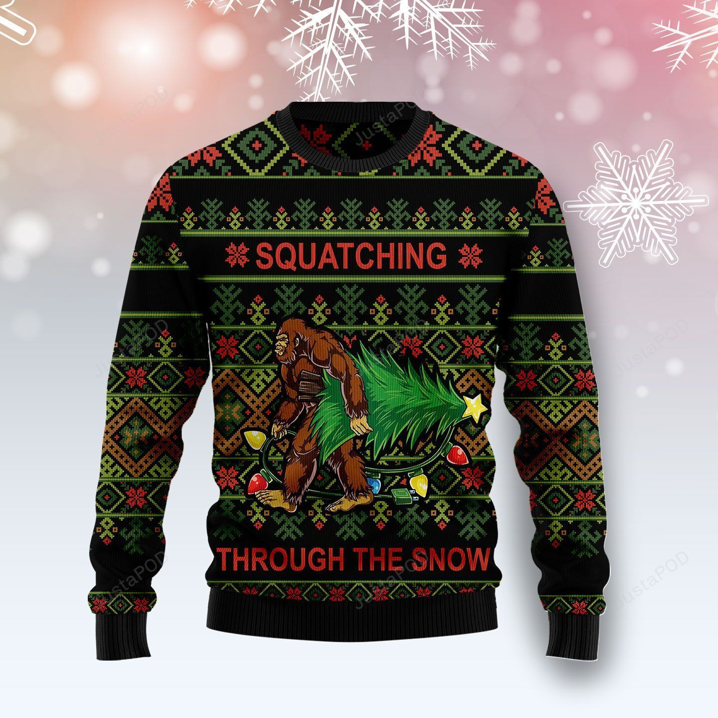 Bigfoot Snow Ugly Christmas Sweater Adult 3D Funny Matching for family