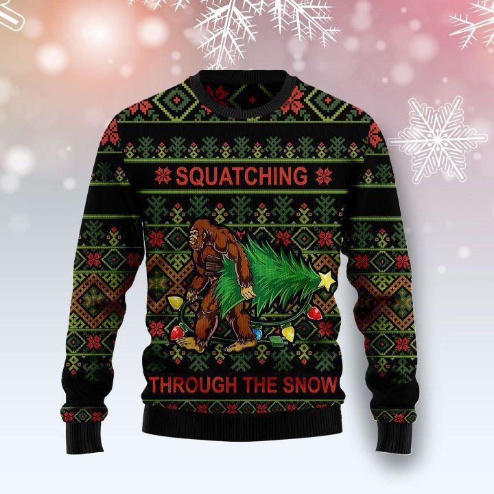 Bigfoot Snow Ugly Christmas Sweater Adult 3D Funny Matching for family