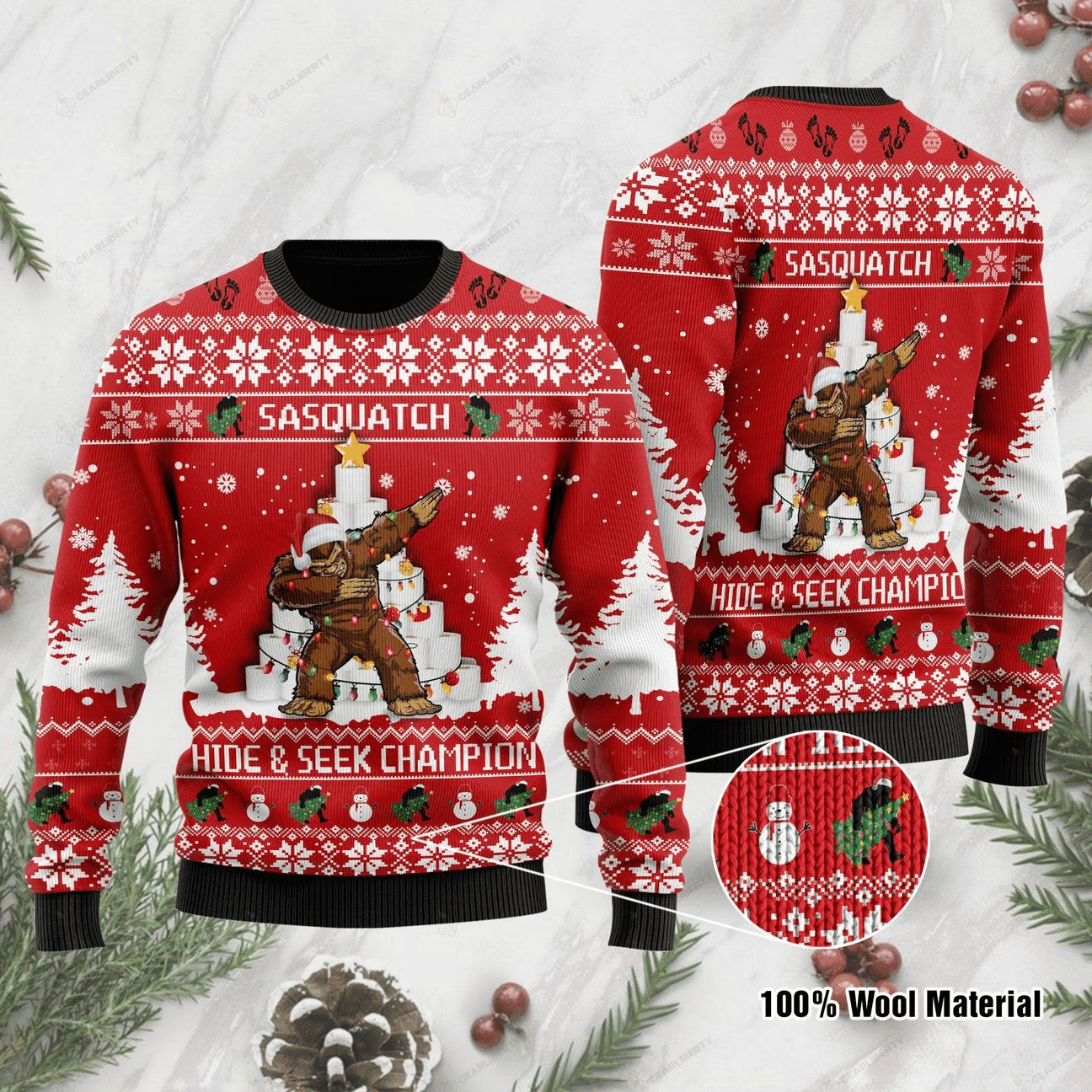 Bigfoot Ugly Christmas Sweater Adult 3D Funny Matching for family