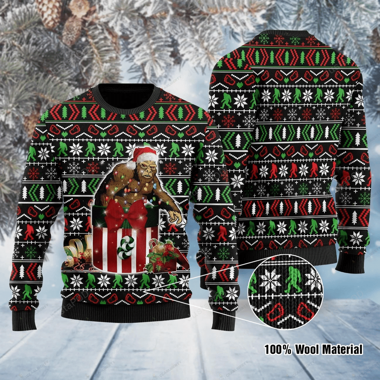 Bigfoot Ugly Christmas Sweater Adult 3D Funny Matching for family