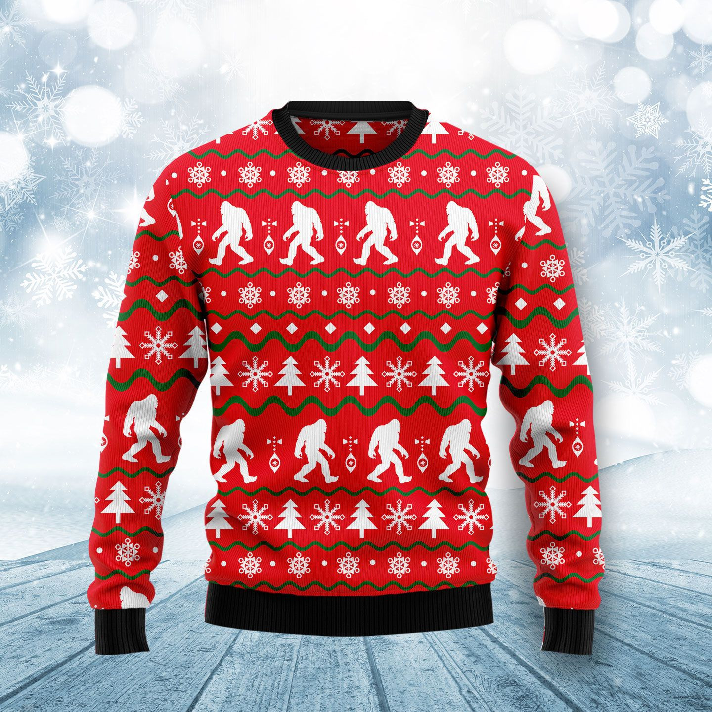 Bigfoot Ugly Christmas Sweater Adult 3D Funny Matching for family