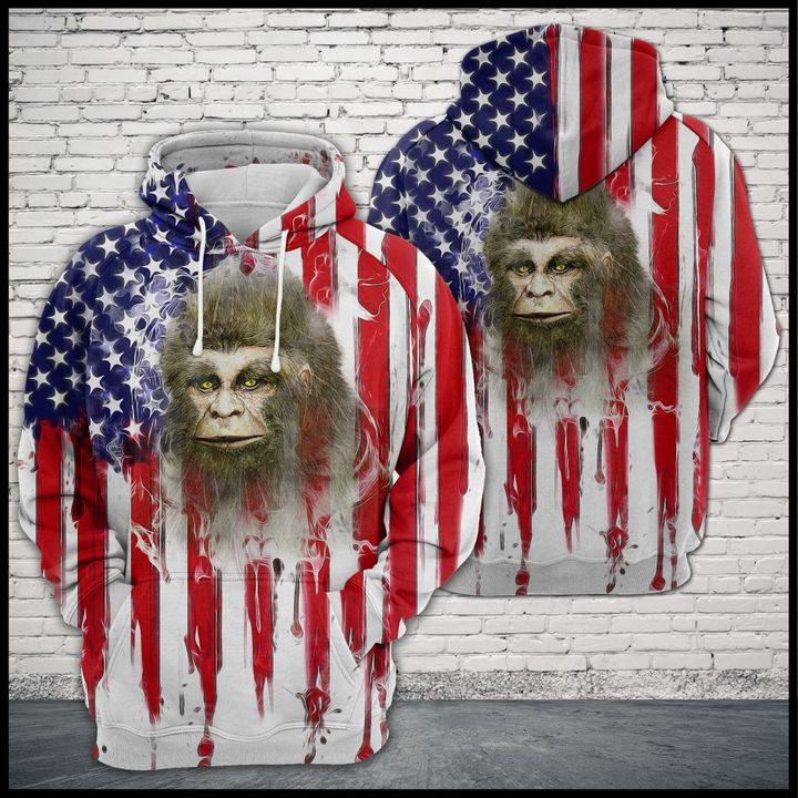 Bigfoot Usa Flag 3D All Over Print Hoodie, Zip Hoodie