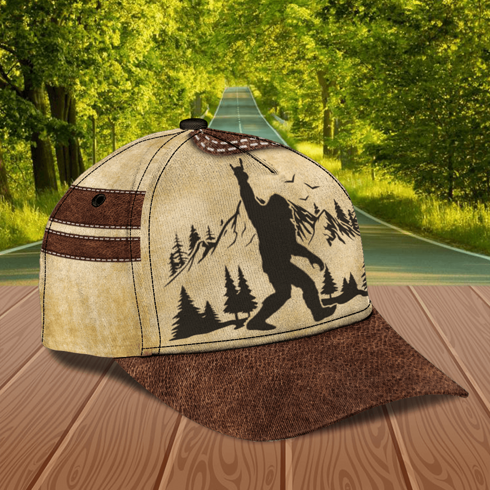 Bigfoot With Mountain Bigfoot Personalized Classic Cap, Personalized Gift for Bigfoot Trucker Hats Custom Hats Gifts For Men & Women