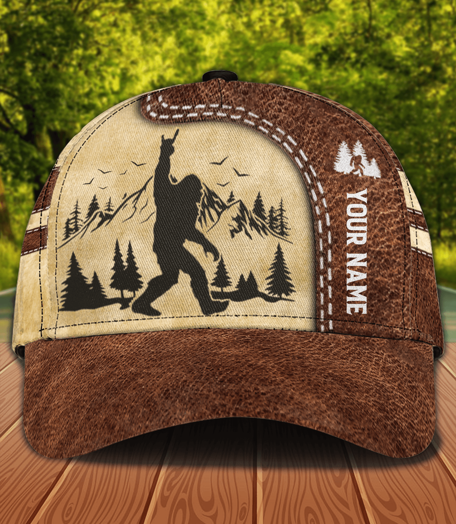 Bigfoot With Mountain Bigfoot Personalized Classic Cap, Personalized Gift for Bigfoot Trucker Hats Custom Hats Gifts For Men & Women